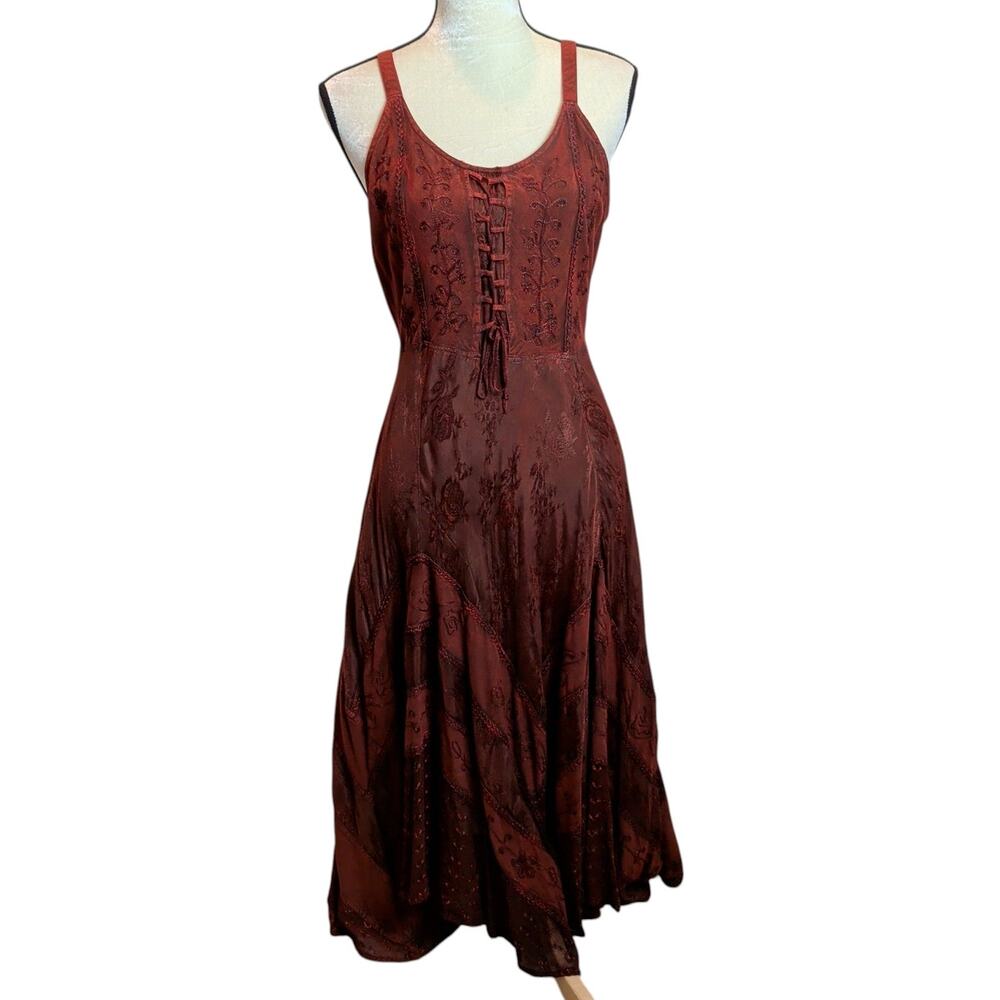 My Choice Sz M Rust Red Fairy Grunge Dress Asymetrical Renaissance Ren Faire